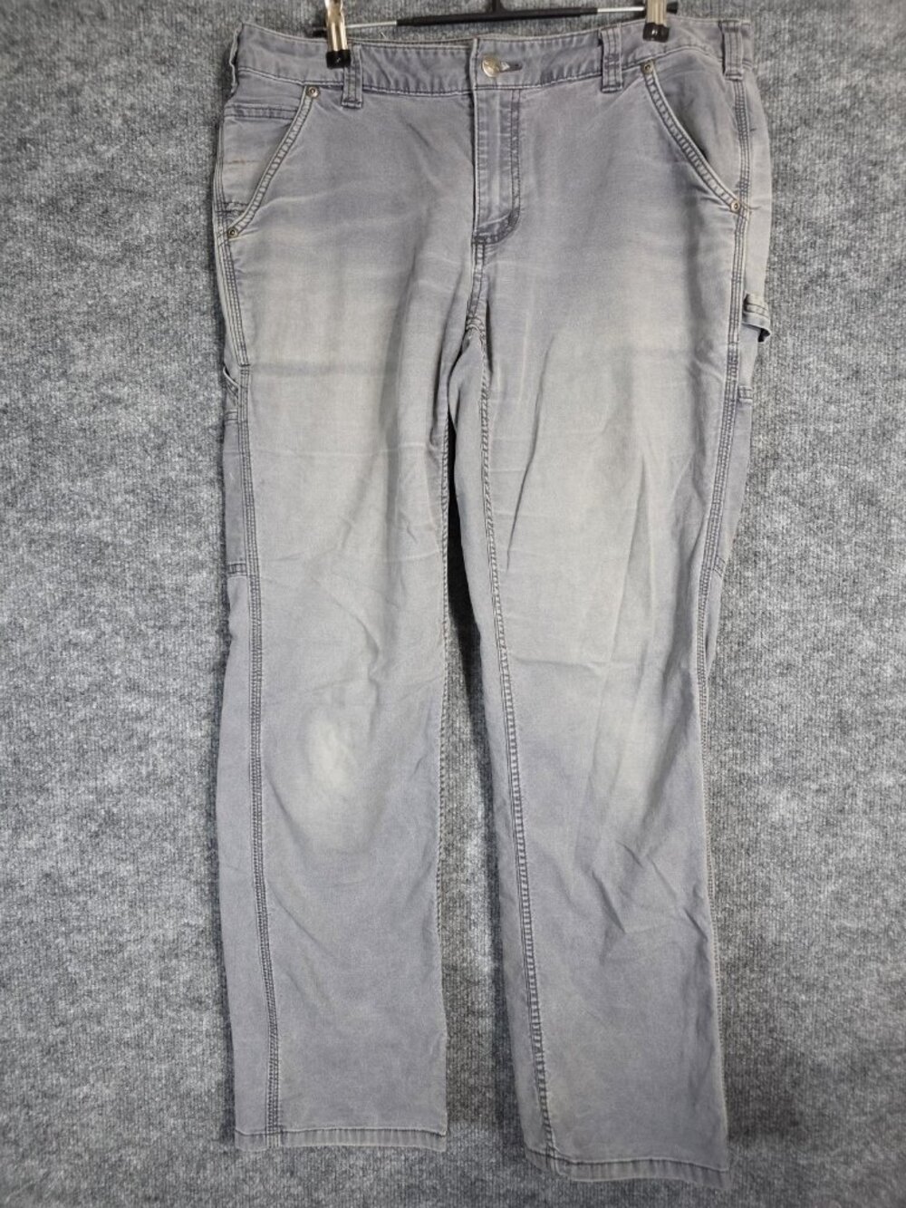 Carhartt Pants Womens 12 Regular Gray Work Carpenter Stains Damage 102080